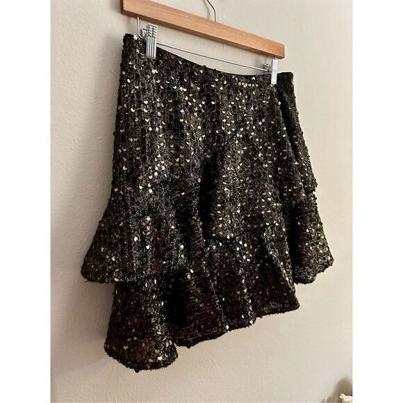 🆕 NWT Tularosa Mara Sequin Ruffle Skirt Size L - Picture 5 of 15